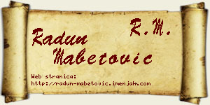Radun Mabetović vizit kartica